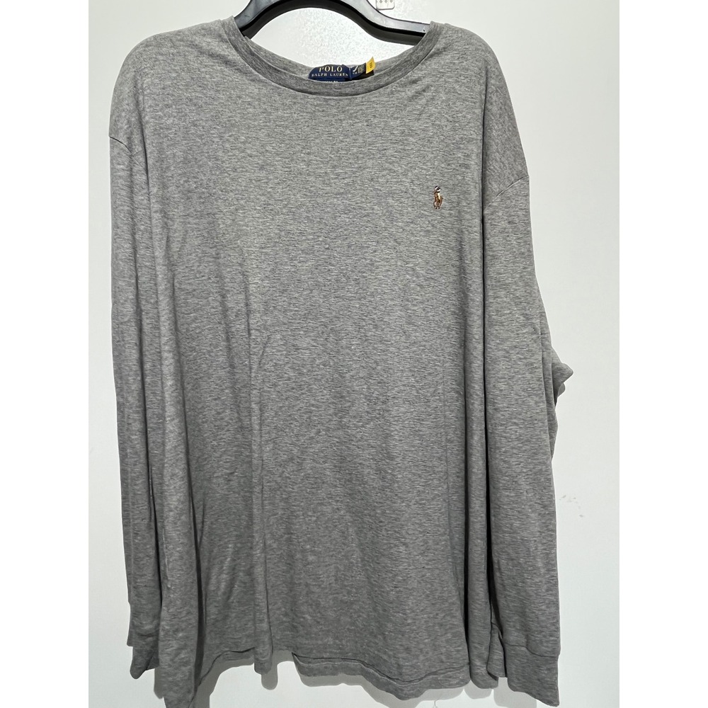 Polo Ralph Lauren Mens XXL Classic Fit Long Sleeve T-Shirt Gray Pony Logo